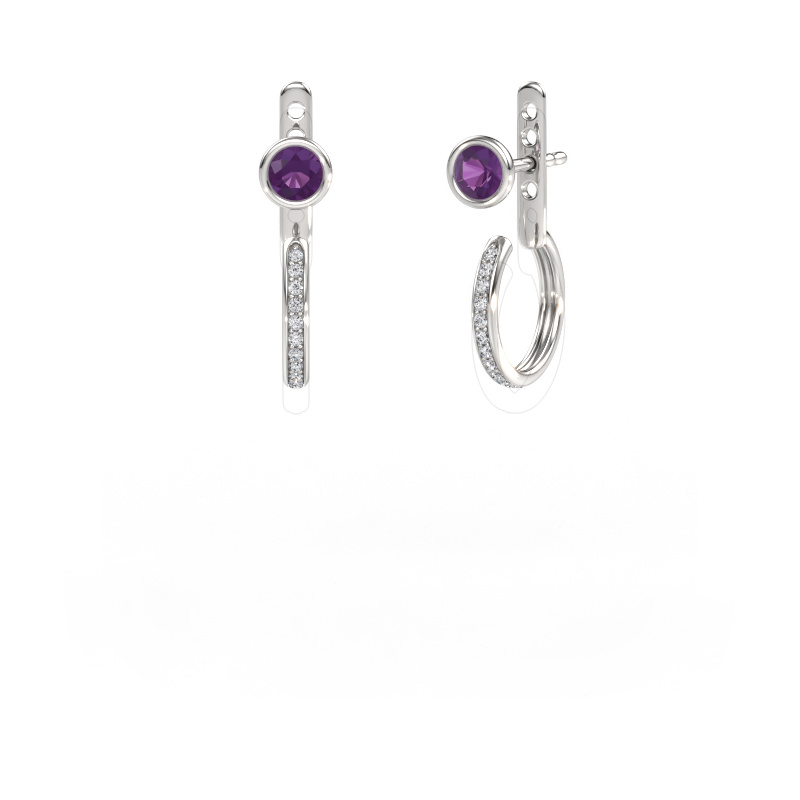 Image de Clous d'oreilles Destiny 585 or blanc Améthyste 4 mm