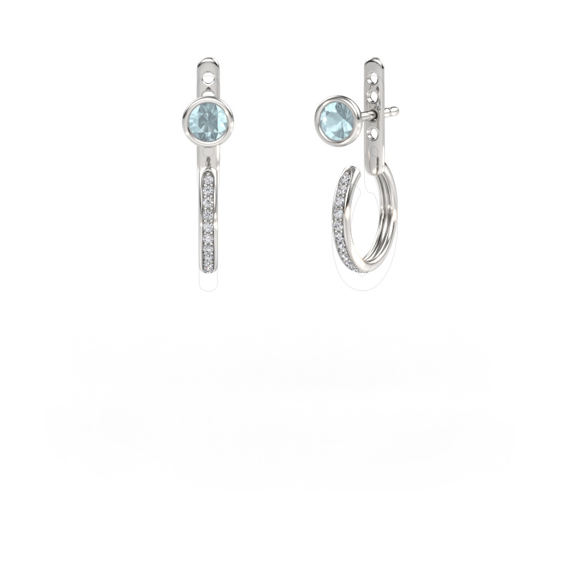 Image de Clous d'oreilles Destiny 585 or blanc Aigue-marine 4 mm