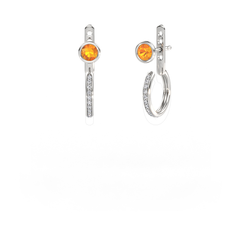 Image de Clous d'oreilles Destiny 585 or blanc Citrine 4 mm
