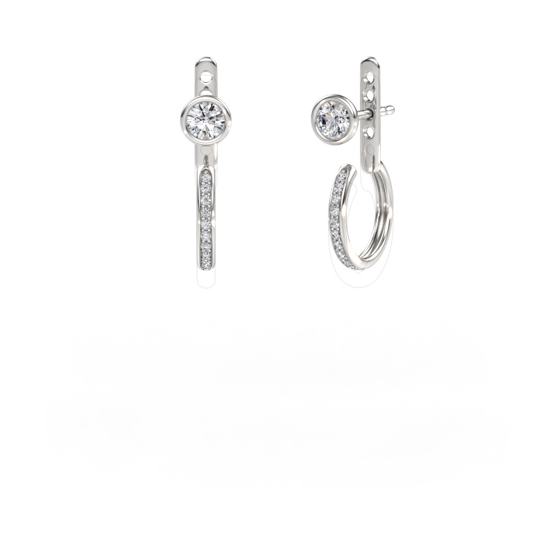 Image de Clous d'oreilles Destiny 585 or blanc Diamant custom 4 mm