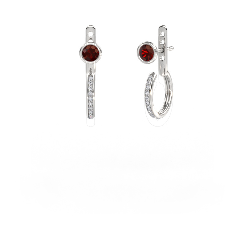 Image de Clous d'oreilles Destiny 585 or blanc Grenat 4 mm