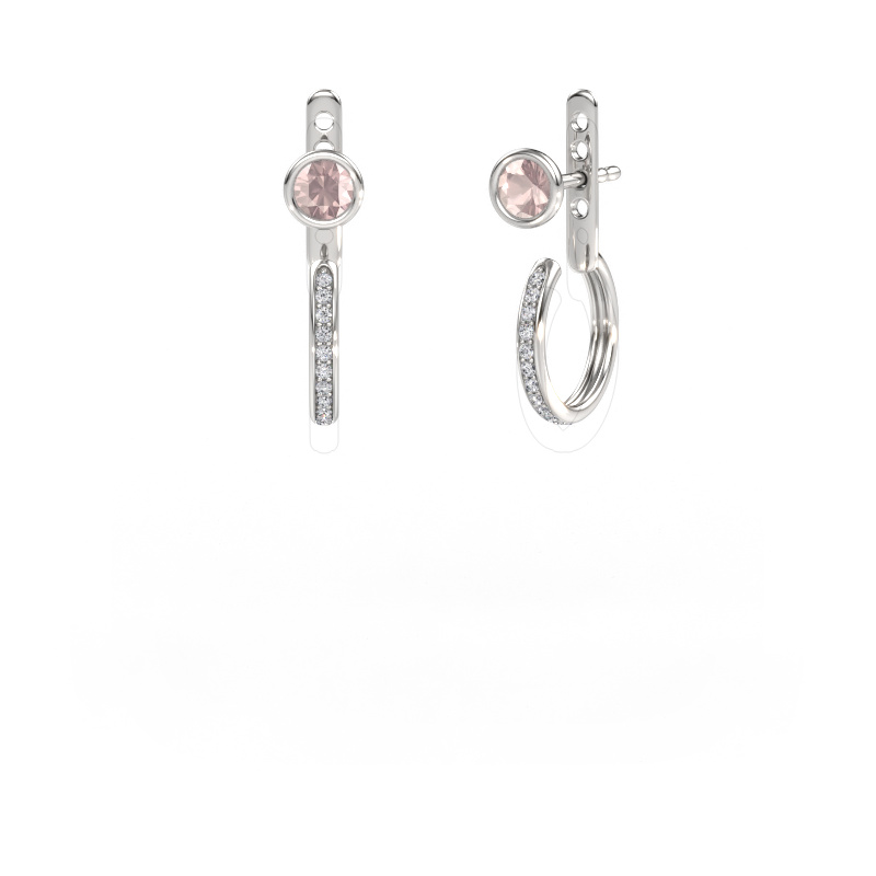 Image of Stud earrings Destiny 585 white gold Morganite champagne 4 mm