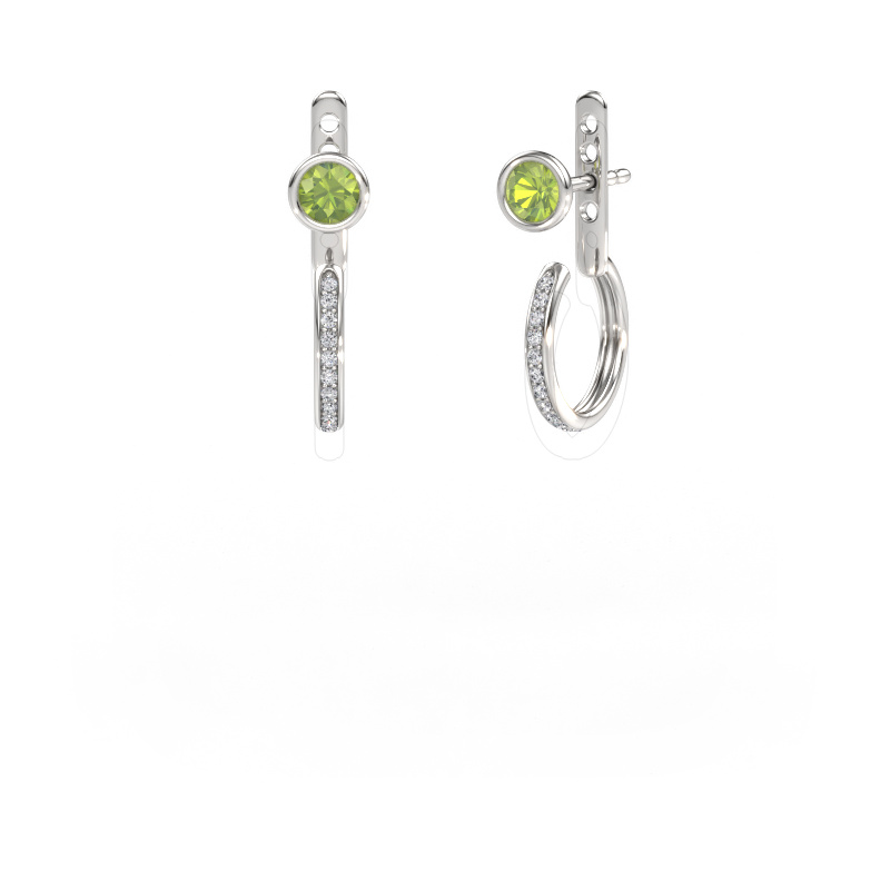 Image of Stud earrings Destiny 585 white gold Peridot 4 mm