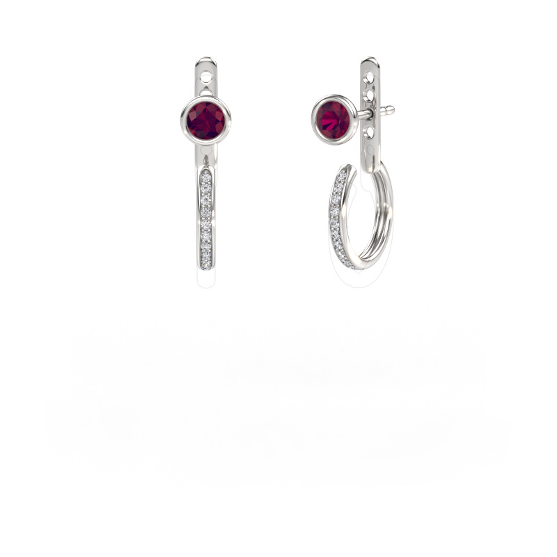 Image de Clous d'oreilles Destiny 585 or blanc Rhodolite 4 mm