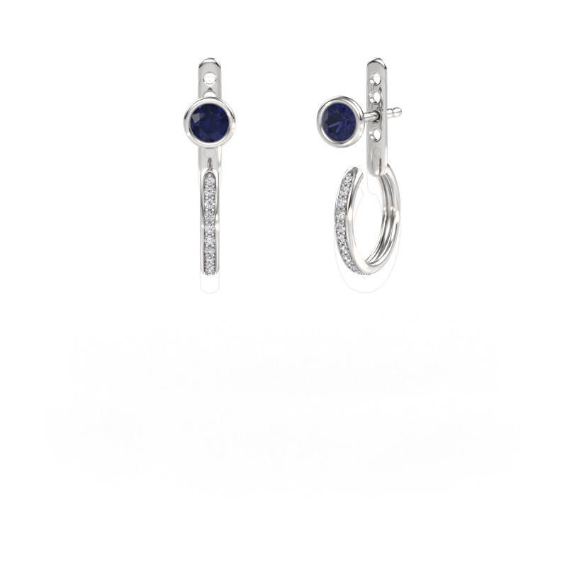 Image de Clous d'oreilles Destiny 585 or blanc Saphir 4 mm