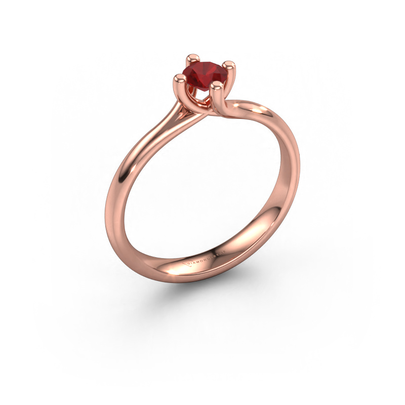 Image of Engagement ring Dewi Round 585 rose gold Ruby 4 mm
