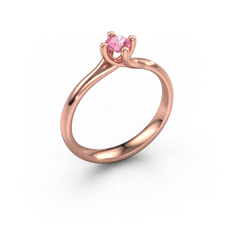 Image of Engagement ring Dewi Round 585 rose gold Pink sapphire 4 mm