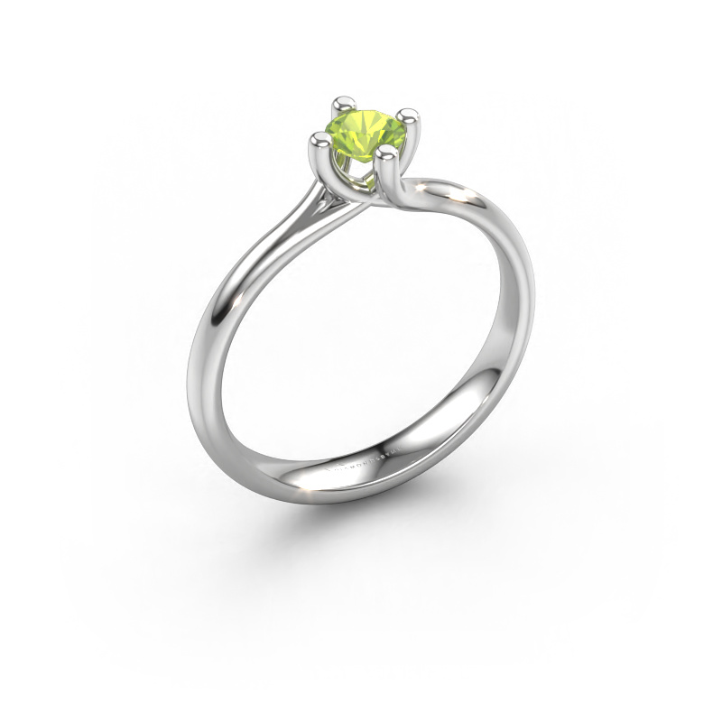 Image of Engagement ring Dewi Round 950 platinum Peridot 4 mm