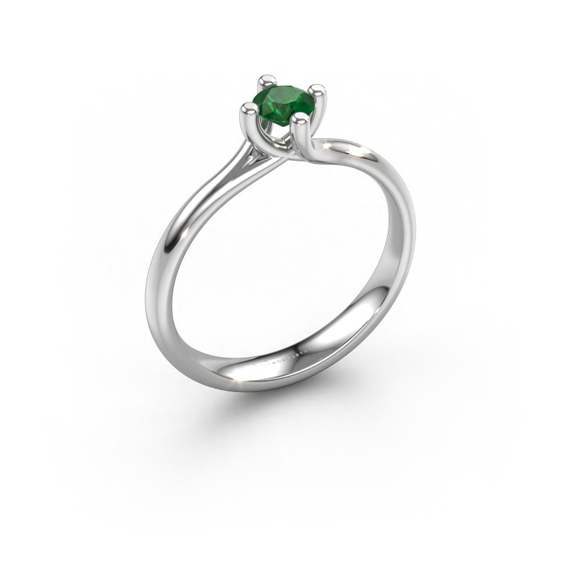 Image of Engagement ring Dewi Round 950 platinum Emerald 4 mm
