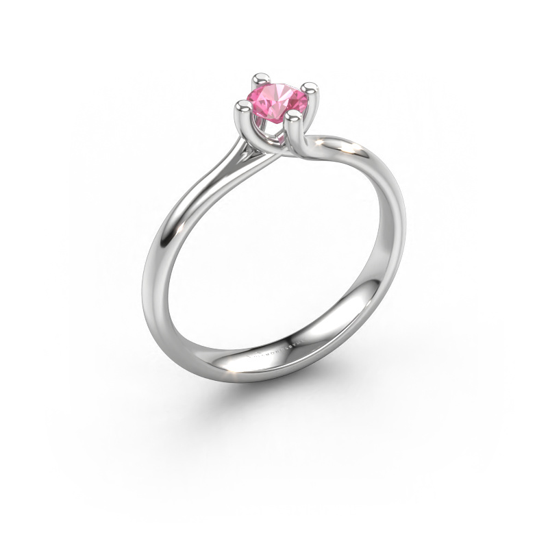 Image de Bague de fiançailles Dewi Round 950 platine Saphir rose 4 mm