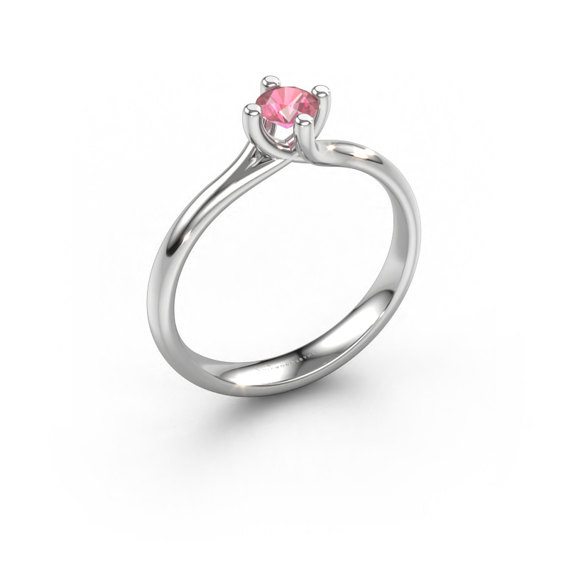 Image of Engagement ring Dewi Round 950 platinum Tourmaline pink 4 mm