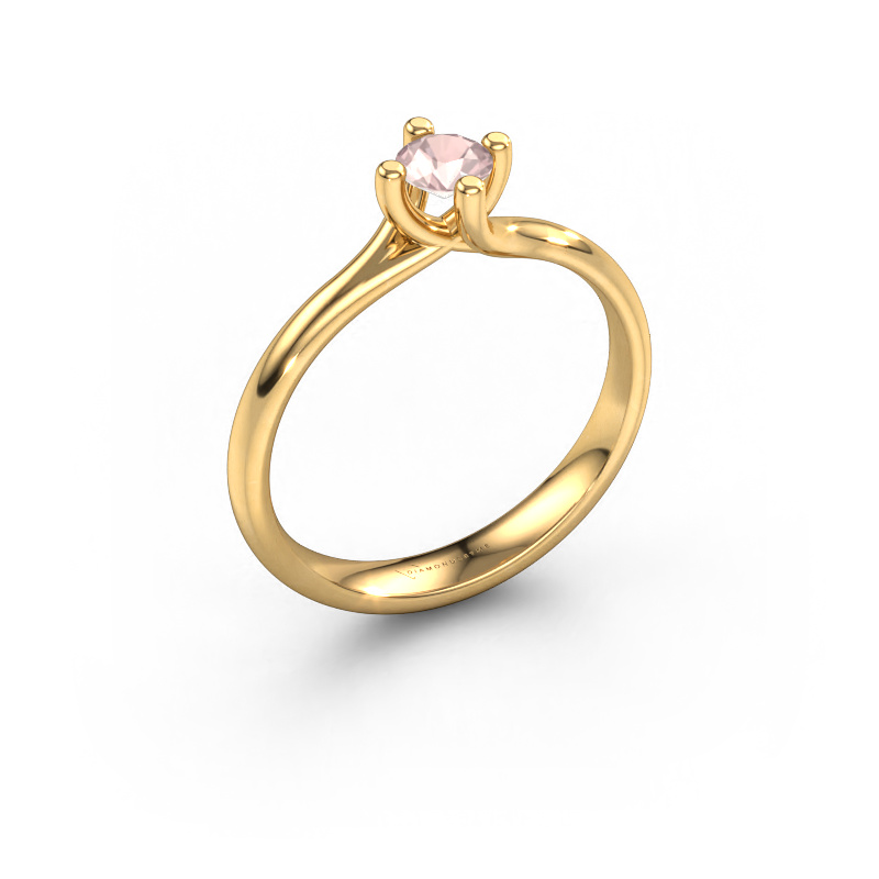 Image of Engagement ring Dewi Round 585 gold Morganite champagne 4 mm