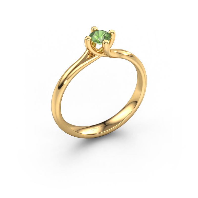 Image of Engagement ring Dewi Round 585 gold Tourmaline green 4 mm