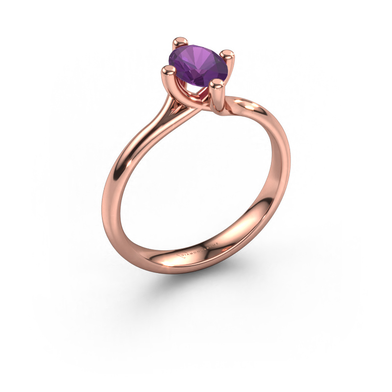 Image of Engagement ring Dewi Oval 585 rose gold Amethyst 7x5 mm