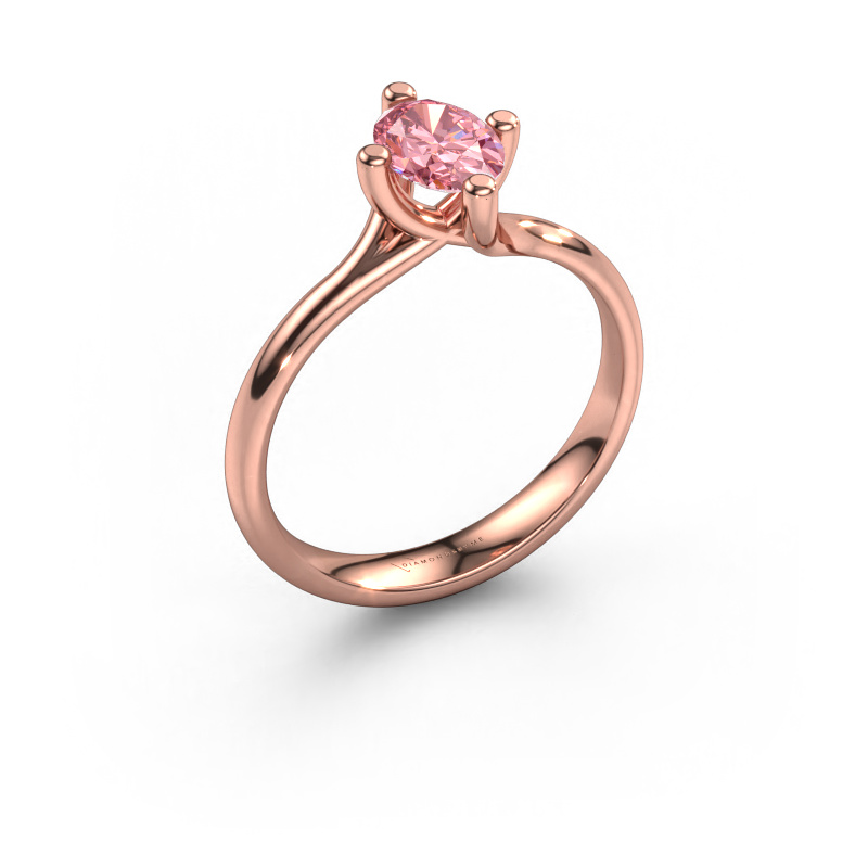 Image of Engagement ring Dewi Oval 585 rose gold Pink lab grown diamond 7x5 mm