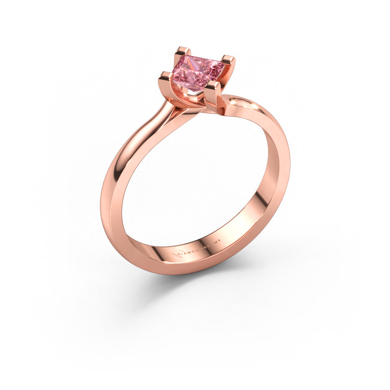 Image of Engagement ring Dewi Square 585 rose gold Pink lab grown diamond 4 mm