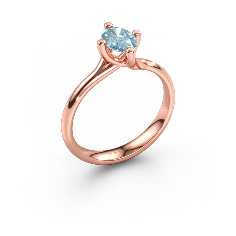 Immagine di Anello di fidanzamento Dewi Oval 585 oro rosa Diamante lab grown blu 7x5 mm