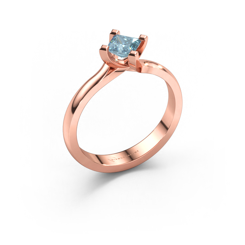 Immagine di Anello di fidanzamento Dewi Square 585 oro rosa Diamante lab grown blu 4 mm