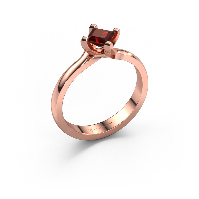 Bild von Verlobungsring Dewi Square 585 Roségold Granat 4 mm