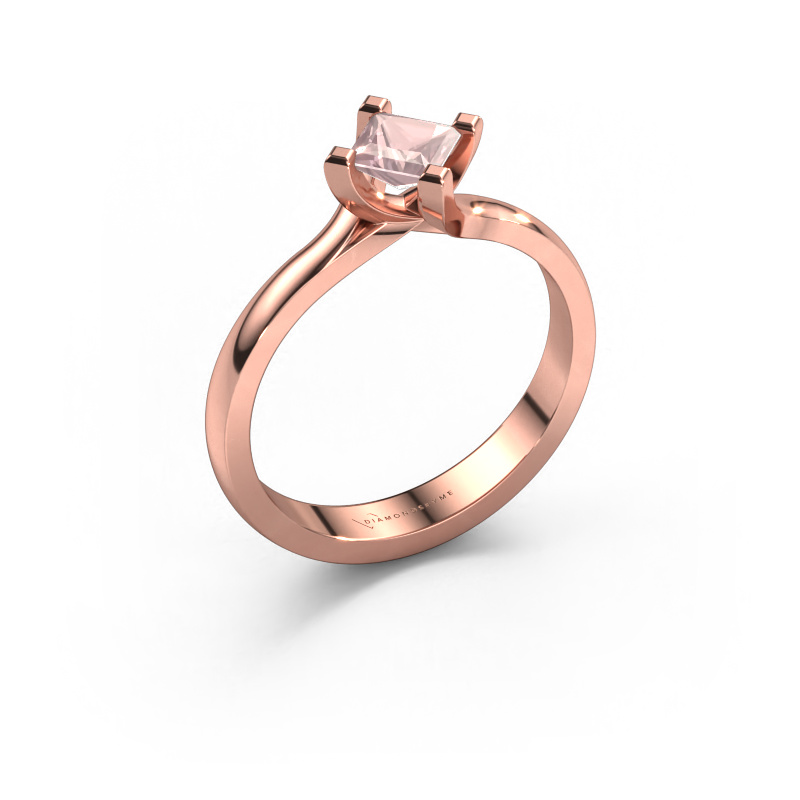 Image of Engagement ring Dewi Square 585 rose gold Morganite champagne 4 mm