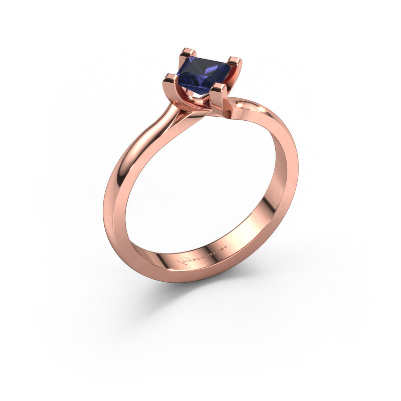 Bild von Verlobungsring Dewi Square 585 Roségold Saphir 4 mm
