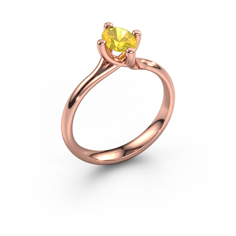 Image of Engagement ring Dewi Oval 585 rose gold Yellow sapphire 7x5 mm