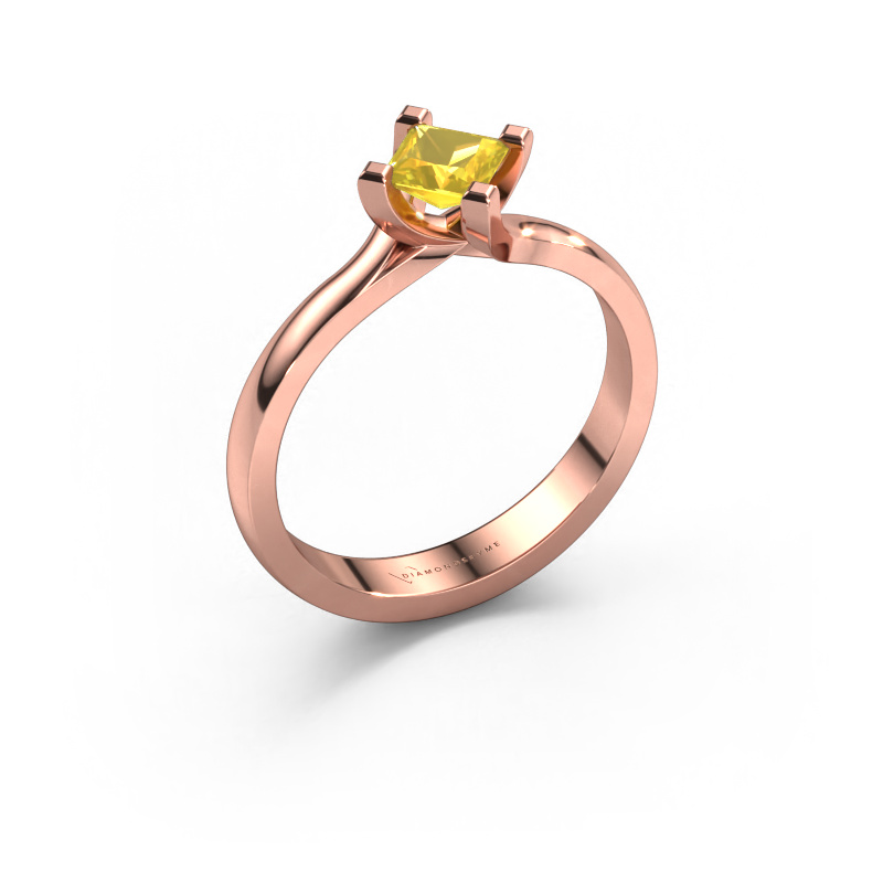Image of Engagement ring Dewi Square 585 rose gold Yellow sapphire 4 mm
