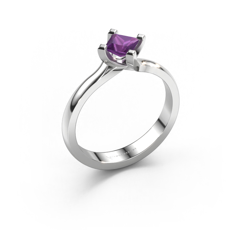 Image of Engagement ring Dewi Square 950 platinum Amethyst 4 mm