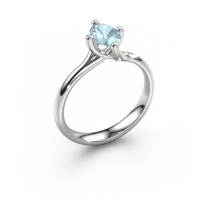 Image of Engagement ring Dewi Oval 950 platinum Aquamarine 7x5 mm
