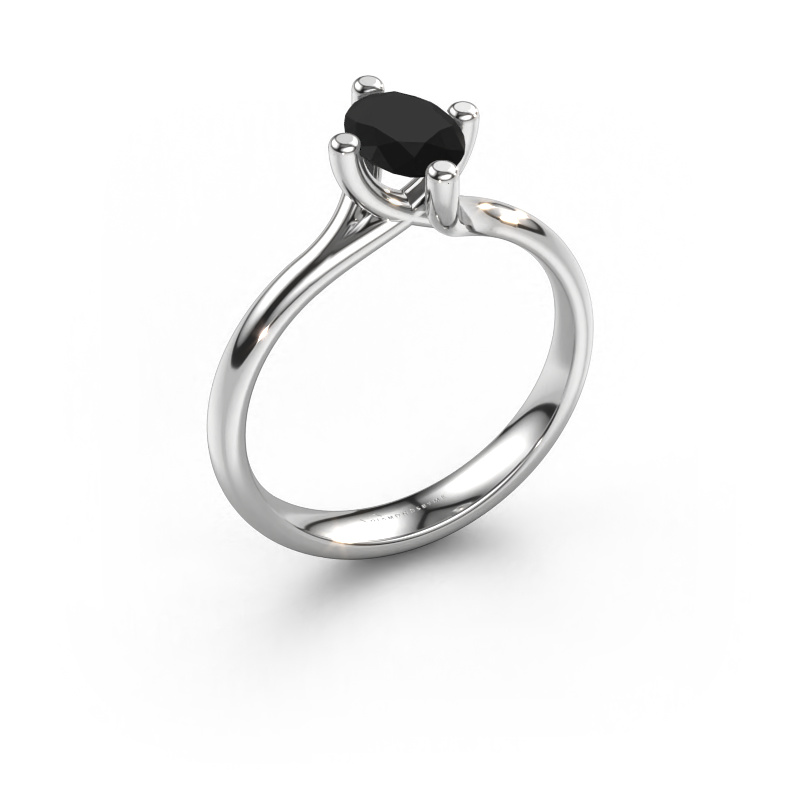 Image of Engagement ring Dewi Oval 585 white gold Black diamond 1.05 crt