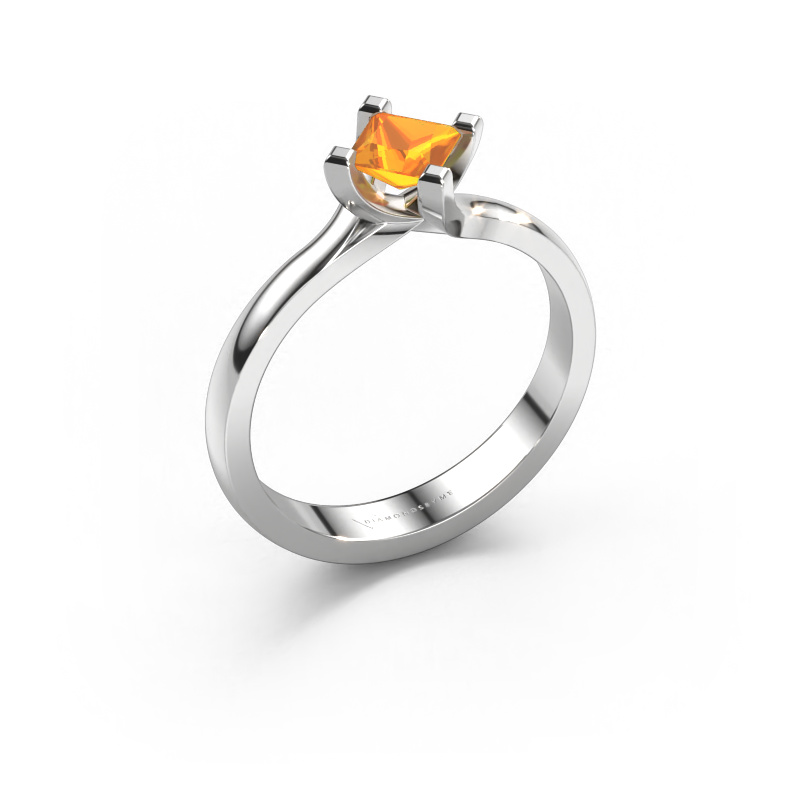 Image of Engagement ring Dewi Square 950 platinum Citrin 4 mm
