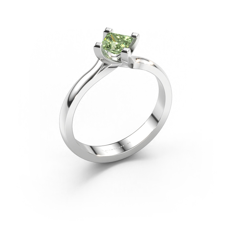 Immagine di Anello di fidanzamento Dewi Square 950 platino Diamante lab grown verde 4 mm