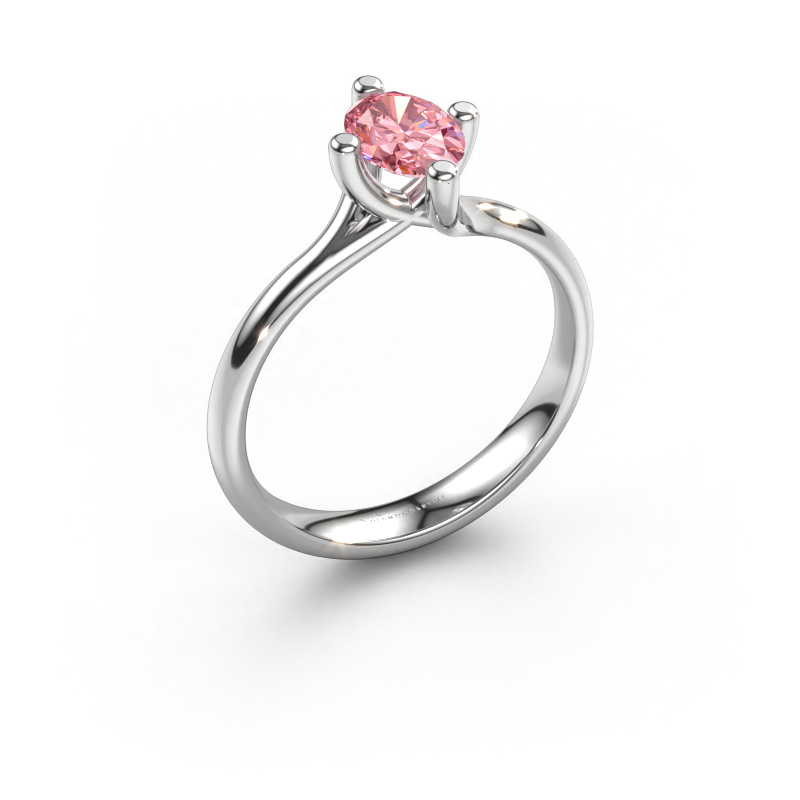 Image of Engagement ring Dewi Oval 950 platinum Pink lab grown diamond 7x5 mm