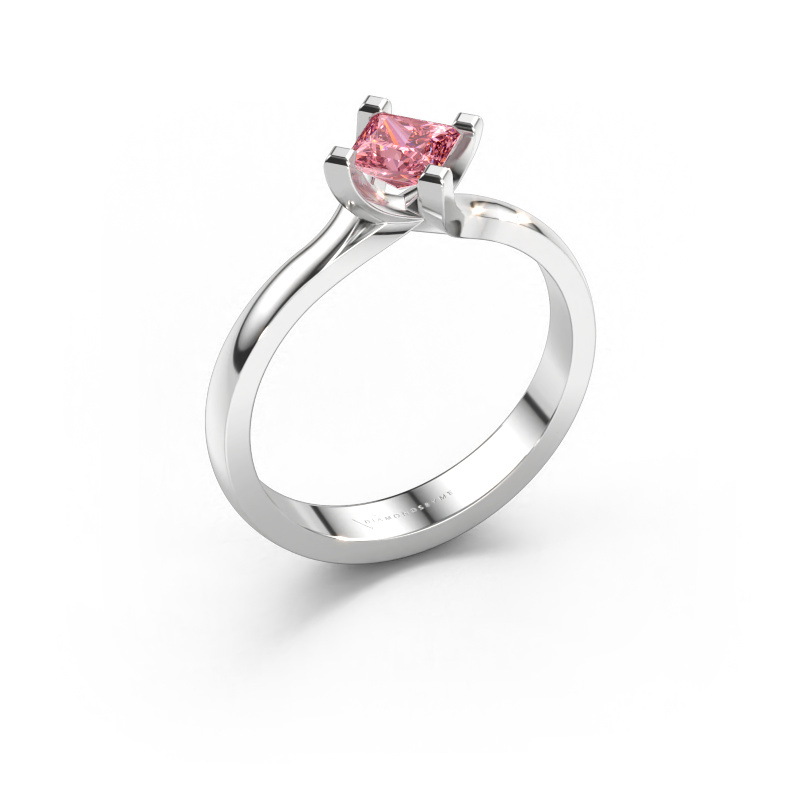 Bild av Förlovningsring Dewi Square 585 vitt guld Rosa labbodlad diamant 4 mm