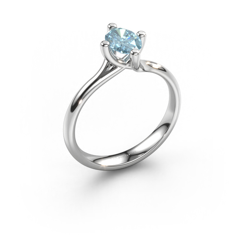 Image of Engagement ring Dewi Oval 950 platinum Blue lab grown diamond 7x5 mm
