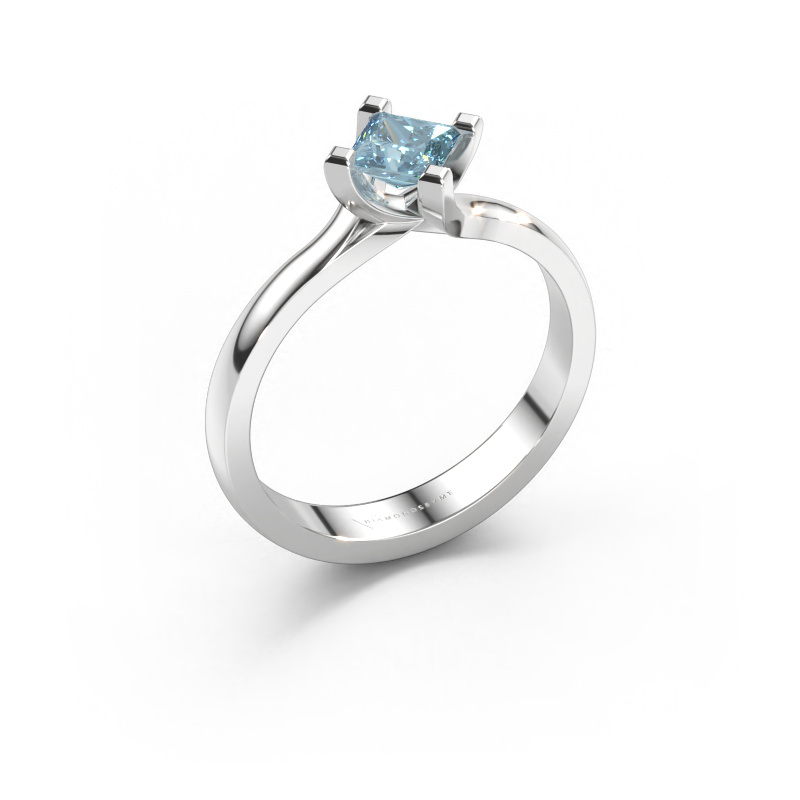 Immagine di Anello di fidanzamento Dewi Square 585 oro bianco Diamante lab grown blu 4 mm
