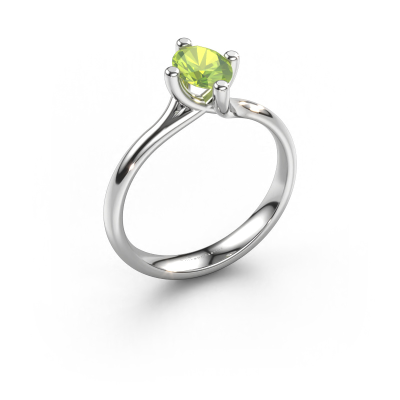 Bild von Verlobungsring Dewi Oval 585 Weißgold Peridot 7x5 mm