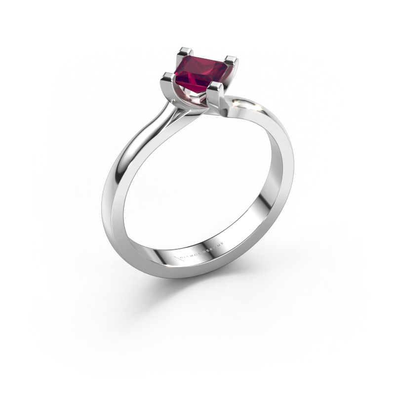 Image of Engagement ring Dewi Square 585 white gold Rhodolite 4 mm