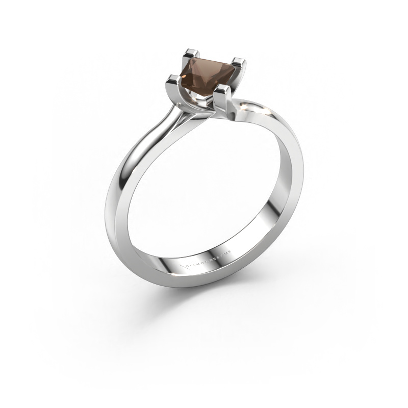 Image of Engagement ring Dewi Square 950 platinum Smokey quartz 4 mm