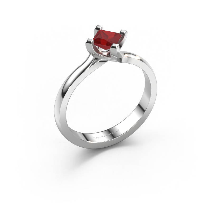 Image of Engagement ring Dewi Square 950 platinum Ruby 4 mm