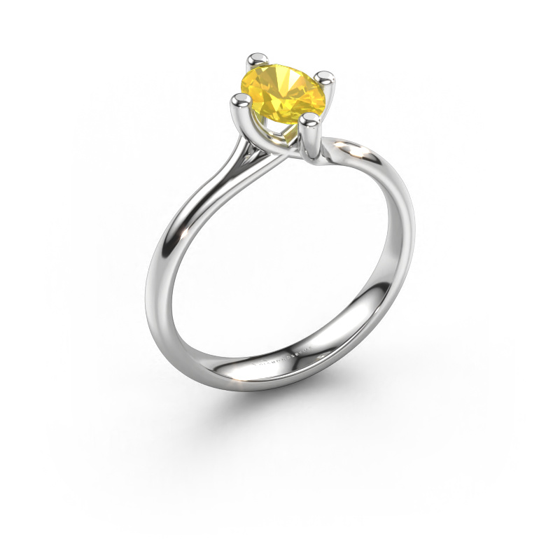 Image of Engagement ring Dewi Oval 585 white gold Yellow sapphire 7x5 mm