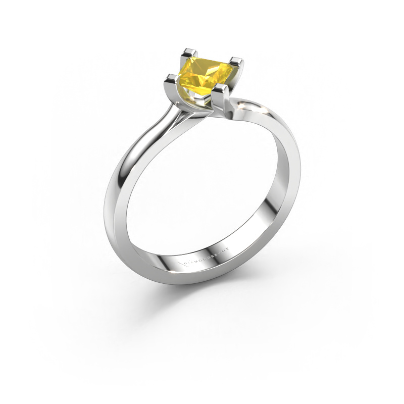 Image of Engagement ring Dewi Square 585 white gold Yellow sapphire 4 mm
