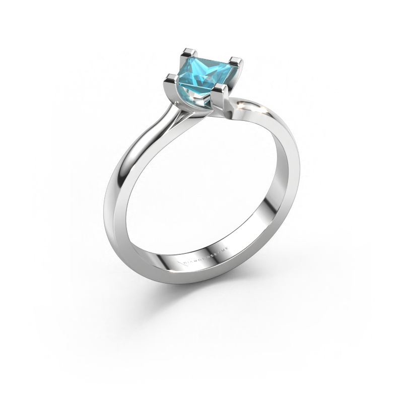 Image of Engagement ring Dewi Square 950 platinum Blue topaz 4 mm
