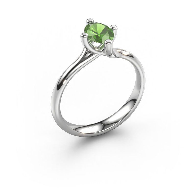 Image of Engagement ring Dewi Oval 950 platinum Tourmaline green 7x5 mm