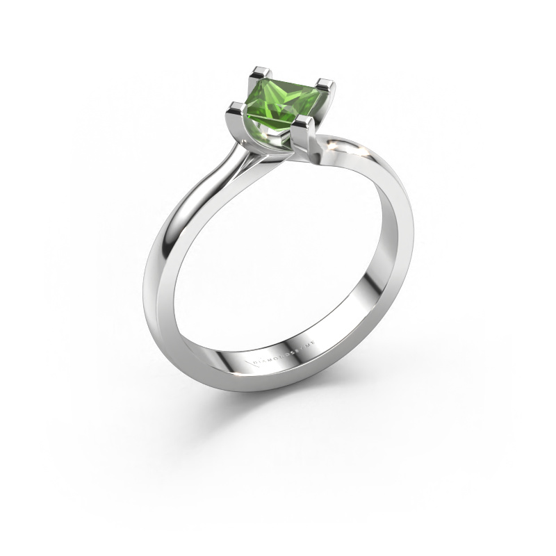 Image de Bague de fiançailles Dewi Square 585 or blanc Vert tourmaline 4 mm