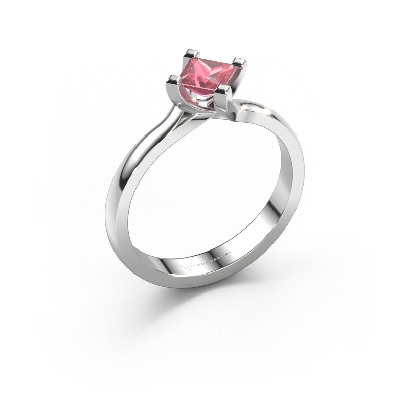 Image of Engagement ring Dewi Square 585 white gold Tourmaline pink 4 mm