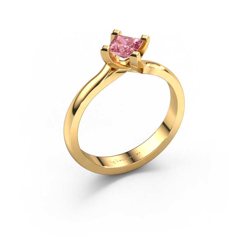 Image of Engagement ring Dewi Square 585 gold Pink lab grown diamond 4 mm