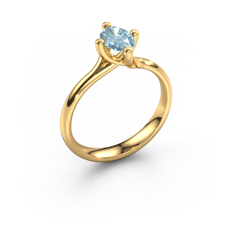 Image of Engagement ring Dewi Oval 585 gold Blue lab grown diamond 7x5 mm
