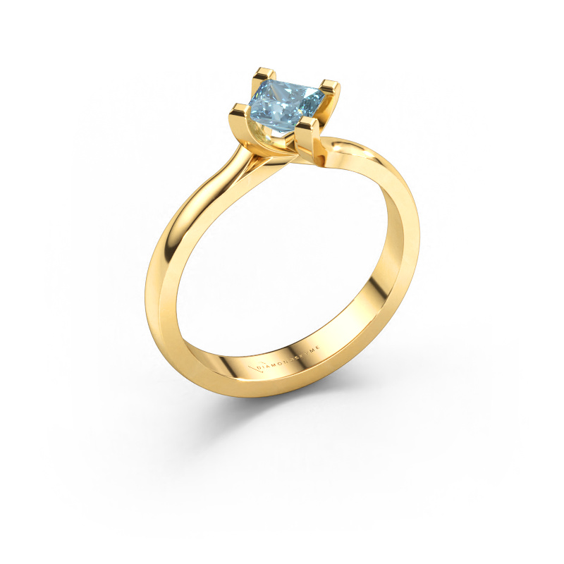 Image of Engagement ring Dewi Square 585 gold Blue lab grown diamond 4 mm