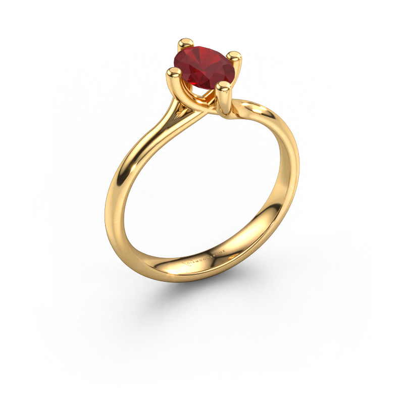 Image of Engagement ring Dewi Oval 585 gold Ruby 7x5 mm